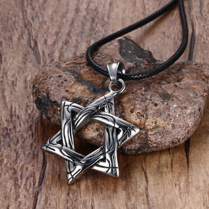 GUNGNEER Stainless Steel David Star Pendant Necklace Israel Jewish Gift Jewelry For Women Men