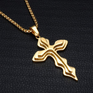 GUNGNEER Stainless Steel God Cross Necklace Christ Pendant Jewelry Outfit For Men Women