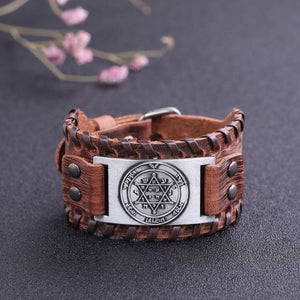 GUNGNEER Leather David Star Bracelet Hexagram Jewish Charm Bracelet Jewelry For Men Women