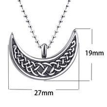 Load image into Gallery viewer, GUNGNEER Celtic Knot Crescent Moon Trinity Stainless Steel Pendant Necklace Jewelry Men Women