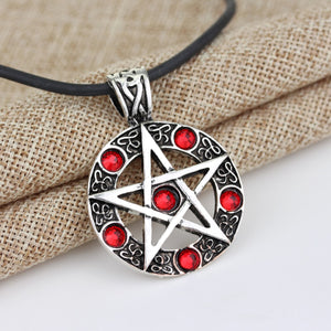 GUNGNEER Pentagram Pentacle Wicca Necklace Double Chain Weave Bracelet Jewelry Amulet Set