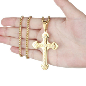 GUNGNEER Christian Cross Necklace Jesus Pendant Chain Jewelry Accessory For Men Women