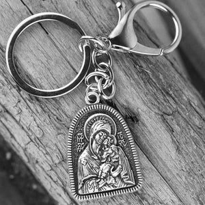 GUNGNEER Rope Chain St Michael Seal Necklace Virgin Mary Faith Keychain Jewelry Accessory Set