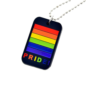 GUNGNEER Stainless Steel LGBT Pride Silicone Dog Tag Necklace Male Symbol Bracelet Jewelry Set