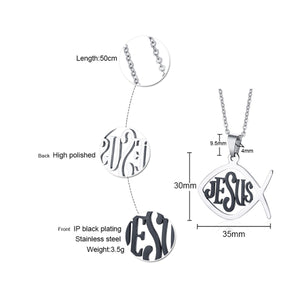 GUNGNEER Jesus Cross Pendant Necklace Stainless Steel Christ Jewelry Gift For Men Women