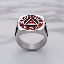 Load image into Gallery viewer, GUNGNEER Round Masonic Ring Multi-size Stainless Steel Freemason Jewelry For Men