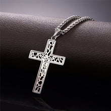 Load image into Gallery viewer, GUNGNEER Christian Necklace Stainless Steel Cross Chain Pearl Christian Bracelet Jewelry Set