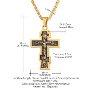 GUNGNEER Stainless Steel Pray Cross Necklace Jesus Pendant Jewelry Gift For Men Women