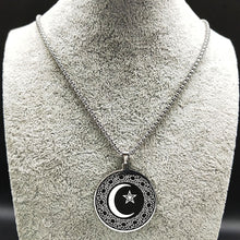 Load image into Gallery viewer, GUNGNEER Islam Muslim Star Moon Necklace Pentagram Drop Earrings Stainless Steel Jewelry Set