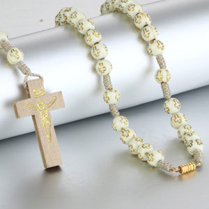 GUNGNEER Rosary Cross Necklace Christian Pendant Chain Jewelry Accessory Gift For Men Women