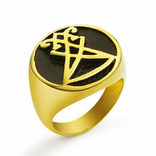 Load image into Gallery viewer, GUNGNEER Men&#39;s Sigil Of Lucifer Ring Stainless Steel Awesome Satan Ring Jewelry For Biker