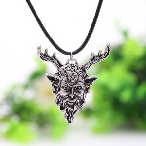 GUNGNEER Wicca Horned God Pentagram Pendant Necklace Pagan Jewelry Amulet Accessories Men Women