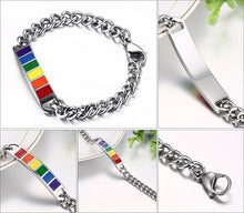 Load image into Gallery viewer, GUNGNEER Black LGBT Pride Ring Stainless Steel Rainbow Bracelet Gay Lesbian Jewelry Set