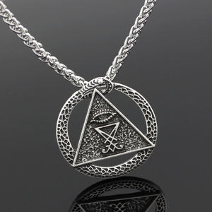 GUNGNEER Sigil Of Lucifer Pendant Necklace Stainless Steel Satan Jewelry Accessory For Men