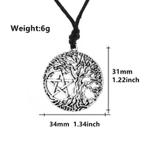 Load image into Gallery viewer, GUNGNEER Wicca Pentagram Tree of Life Necklace Leather Bracelet Jewelry Set Men Women