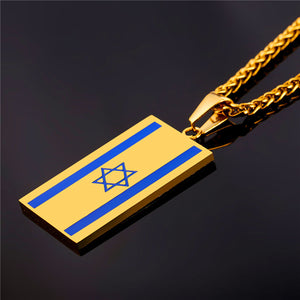 GUNGNEER Stainless Steel Israel Flag David Star Necklace Jewish Jewelry Accessory For Men