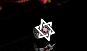 GUNGNEER Stainless Steel David Star Ring Jewish Solomon Ring Jewelry Accessory Gift For Men