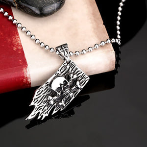 GUNGNEER Gothic Punk Skull Pendant Necklace Stainless Steel Jewelry Accessories Men Women