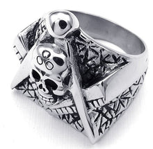 Load image into Gallery viewer, GUNGNEER Skull Masonic Ring Multi-size Stainless Steel Freemasonry Symbol Accessory For Men