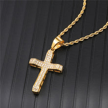 Load image into Gallery viewer, GUNGNEER Stainless Steel God Cross Pendant Necklace Jesus Jewelry Outfit For Men Women