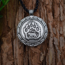 Load image into Gallery viewer, ENXICO Bear Paw Amulet Pendant Necklace ? Double Faced ? Light Grey Color ? Animal Spirit Totem Jewelry