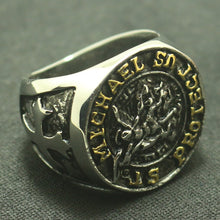 Load image into Gallery viewer, GUNGNEER The Archangel Protect Us St Michael Ring Stainless Steel Jewelry For Men