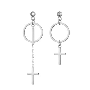 GUNGNEER Stainless Steel Christ Cross Earrings Jesus God Jewelry Accessory Gift For Women