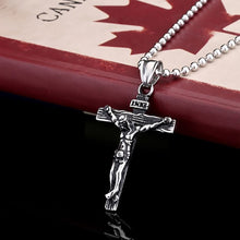 Load image into Gallery viewer, GUNGNEER Stainless Steel Christ Cross Necklace Ring Many Jesus Religious Jewelry Set Men Women