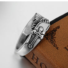 Load image into Gallery viewer, GUNGNEER Christian Cross Ring Stainless Steel Christ God Jewelry Accessory For Men Women