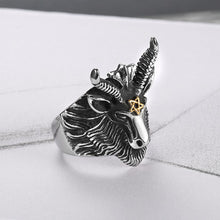 Load image into Gallery viewer, GUNGNEER Stainless Steel Multi-size Baphomet Ring Satanic Goat Head Jewelry Gift For Men