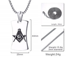 Load image into Gallery viewer, GUNGNEER Silver Dog Tag Masonic Pendant Necklace Mason Symbol Stainless Steel Jewelry For Men