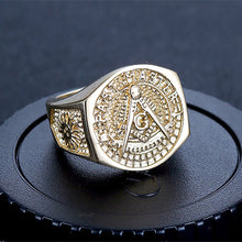 Load image into Gallery viewer, GUNGNEER Masonic Ring Multi-size Past Master Symbol Freemason Accessory For Men