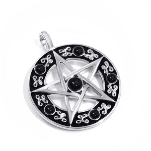 GUNGNEER Cubic Zirconia Pentacle Pentagram Star Necklace Om Buddhist Ring Men Women Jewelry Set
