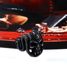 Load image into Gallery viewer, GUNGNEER Gothic Punk Snake Skull Halloween Ring Stainless Steel Jewelry Accessories Men Women