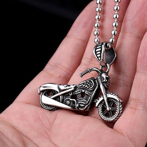 GUNGNEER Motorbike Skull Stainless Steel Pendant Necklace Gothic Punk Biker Jewelry Accessories