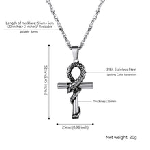 Load image into Gallery viewer, GUNGNEER Egyptian Ankh Cross Snake Necklace Link Chain Bracelet Stainless Steel Jewelry Set