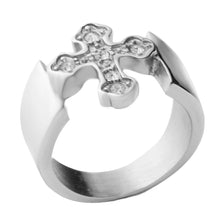 Load image into Gallery viewer, GUNGNEER Stainless Steel Christ Victorian Budded Cross Band Ring Jewelry Accessories Men Women