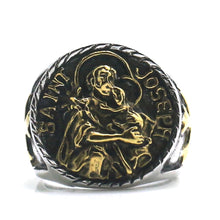 Load image into Gallery viewer, GUNGNEER2 Pcs Cross Saint Michael Joseph Protect Us Ring Stainless Steel Jewelry Set Men
