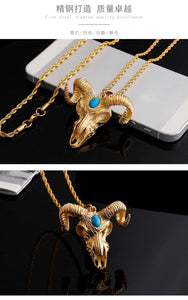 GUNGNEER Satan Goat Skull Necklace Satanic Pendant Occult Jewelry Accessories For Men