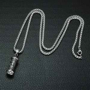GUNGNEER Mantra Om Mani Padme Hum Necklace Stainless Steel Buddhist Jewelry For Men Women