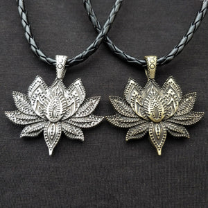 GUNGNEER Strength Mandala Necklace Lotus Flower Ring Jewelry Combo For Men Women