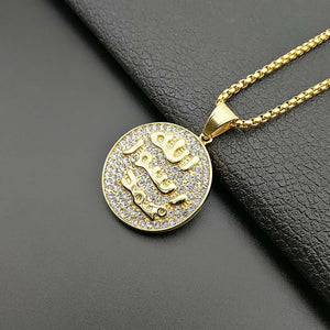 GUNGNEER Quran Muslim Seal of Muhammad Necklace Stainless Steel Jewelry For Men Women