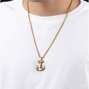 GUNGNEER US Military Army Ring Anchor and Rope Necklace USMC Military Men's Jewelry Combo
