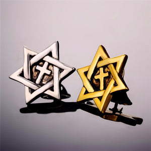 GUNGNEER Star of David Cross Pins Stainless Steel Star Lapel Pins Jewelry For Men Women