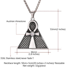 Load image into Gallery viewer, GUNGNEER Pyramid Ankh Egyptian Cross Pendant Necklace Spinner Ring Stainless Steel Jewelry Set