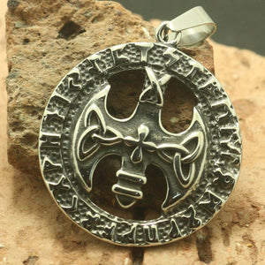 GUNGNEER Stainless Steel Celtic Triquetra Viking Axe Vintage Pendant Jewelry Necklace Men Women