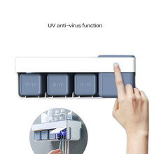 Load image into Gallery viewer, 2TRIDENTS Antibacteria UV Tooth Brush Holder Automatic Toothpaste Dispenser Holder Toothbrush Wall Mount Rack Bathroom Storage &amp; Organisation