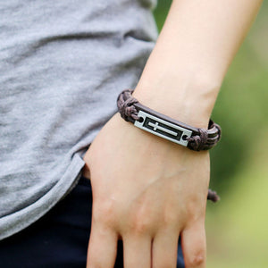 GUNGNEER Adjustable Genuine Leather Cross Bracelet Christian Jewelry Accessory For Men Women