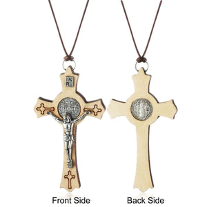 GUNGNEER Adjustable Leather Cross Christ Necklace Jesus Pendant Jewelry Gift For Men Women