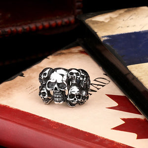 GUNGNEER Stainless Steel Skull Ring Jewelry Gothic Punk Jewlery Acccessories Men Women